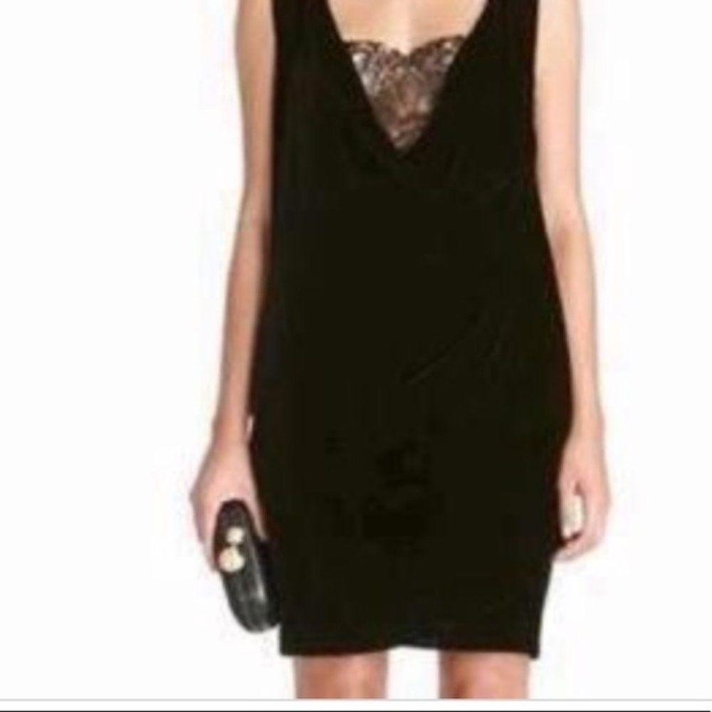 Diane Von Furstenberg Casey black velvet and lace dress, size 2